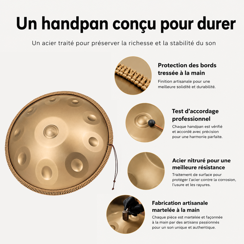 Handpan 10 Notes Ré mineur Divin