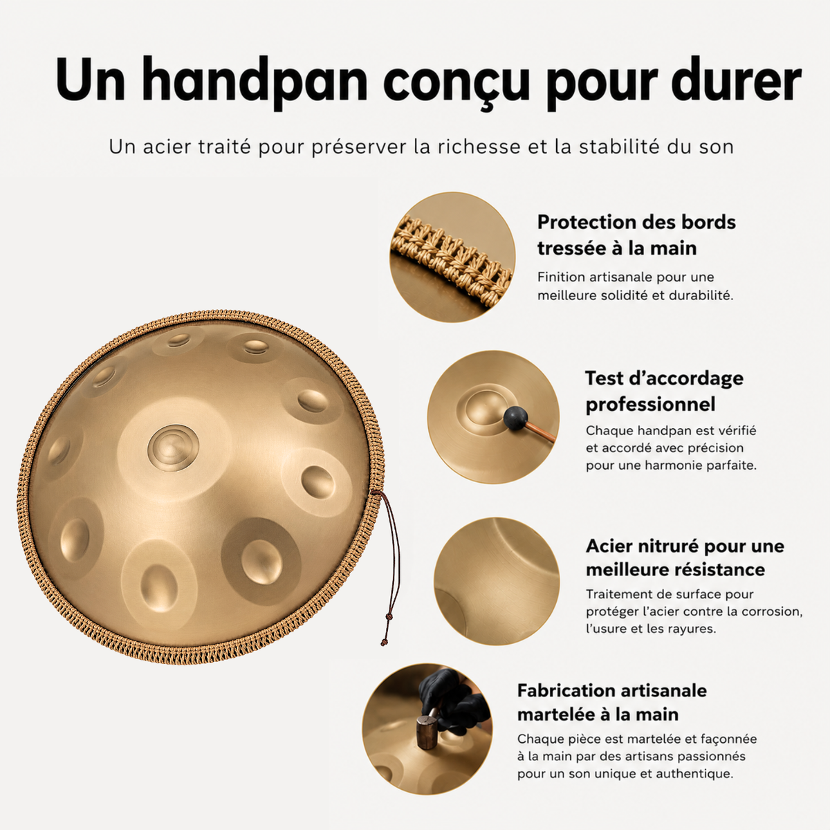Handpan 10 Notes Ré mineur Divin