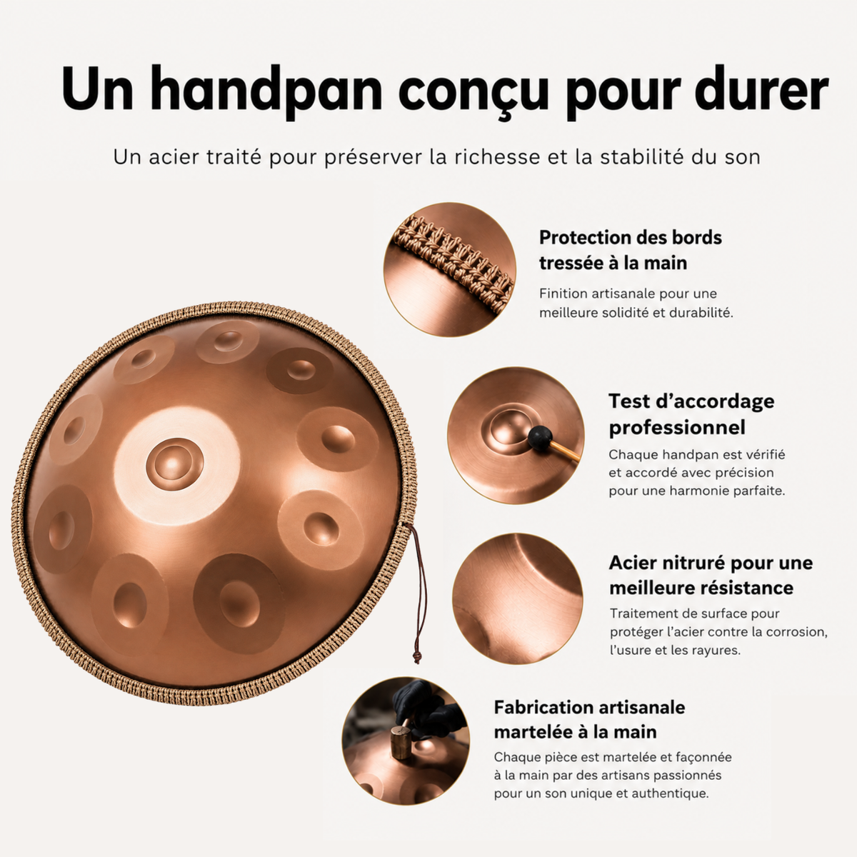 Handpan 10 Notes Ré mineur Solara