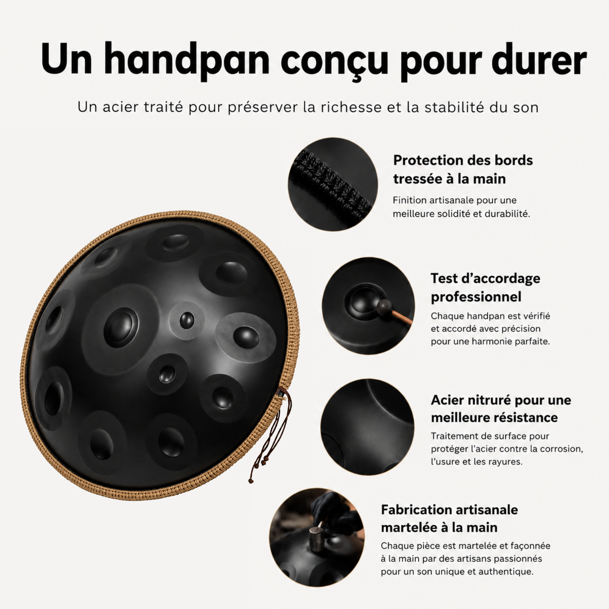 Handpan 12 Notes Ré mineur Nocturne