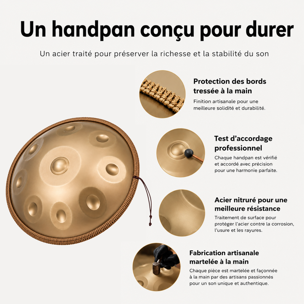 Handpan 9 Notes Ré mineur Divin