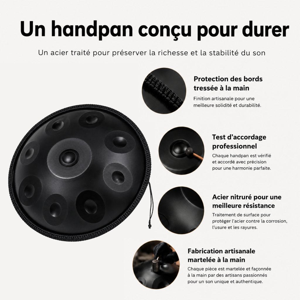 Handpan 9 Notes Ré mineur Nocturne