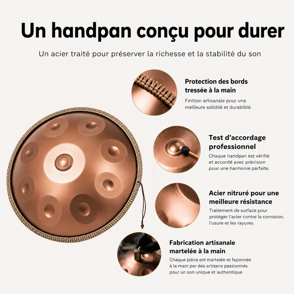 Handpan 9 Notes Ré mineur Solara