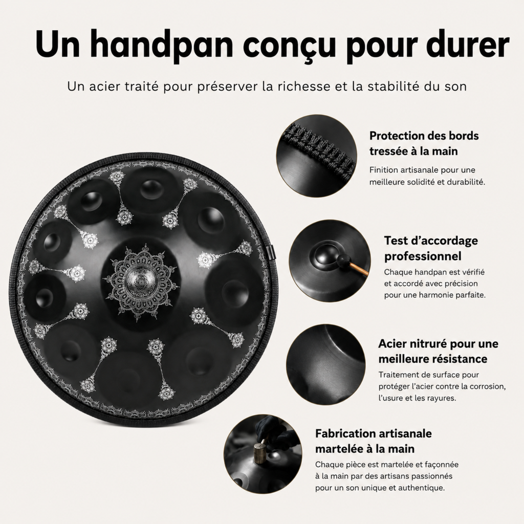 Handpan 9 Notes Ré mineur Éclipse