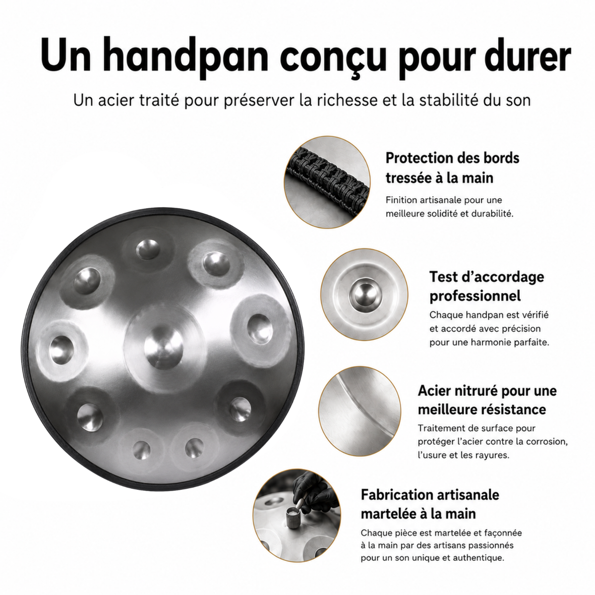 Handpan 10 Notes Ré mineur Astra
