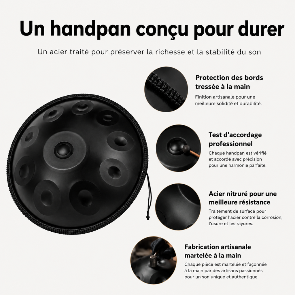Handpan 10 Notes Ré mineur Nocturne